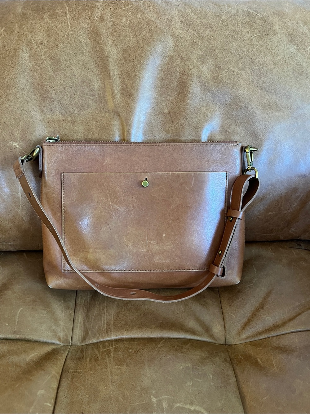 Madewell Transport Shoulder Crossbody Bag English Saddle